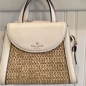 Vintage Kate Spade cobble hill straw White pebble leather Bag